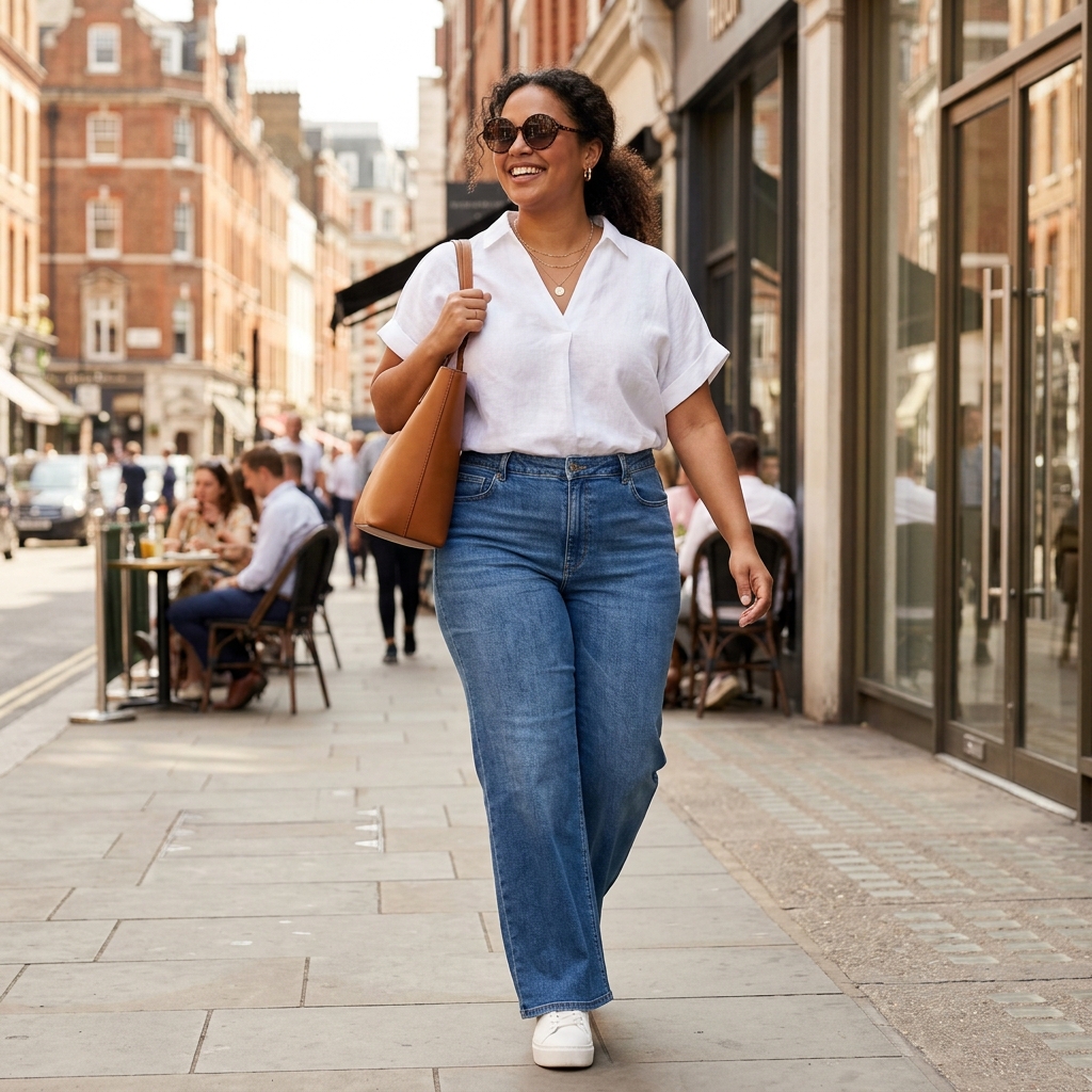 Jeans para muslos grandes: los 3 cortes definitivos que no aprietan, no rozan y te hacen sentir increíble